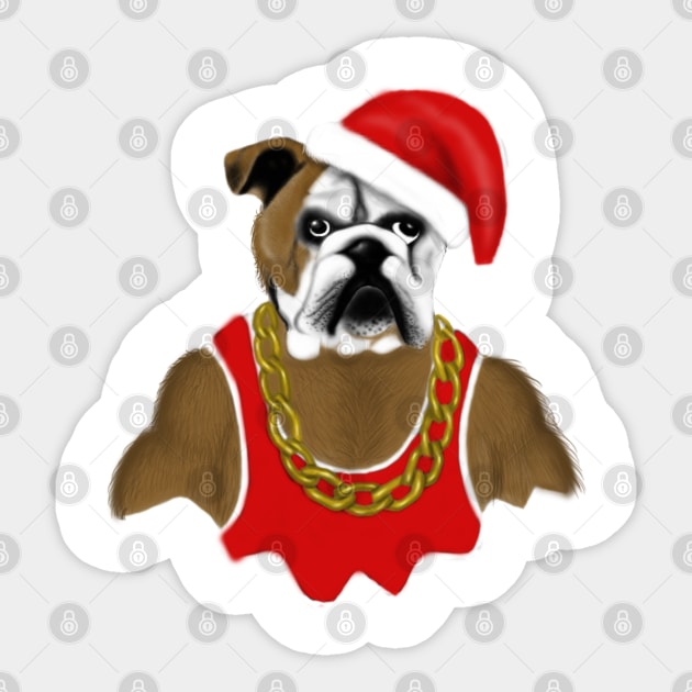 Gangster Santa Boxer Dog Funny Christmas Art Gift Sticker by Merchweaver